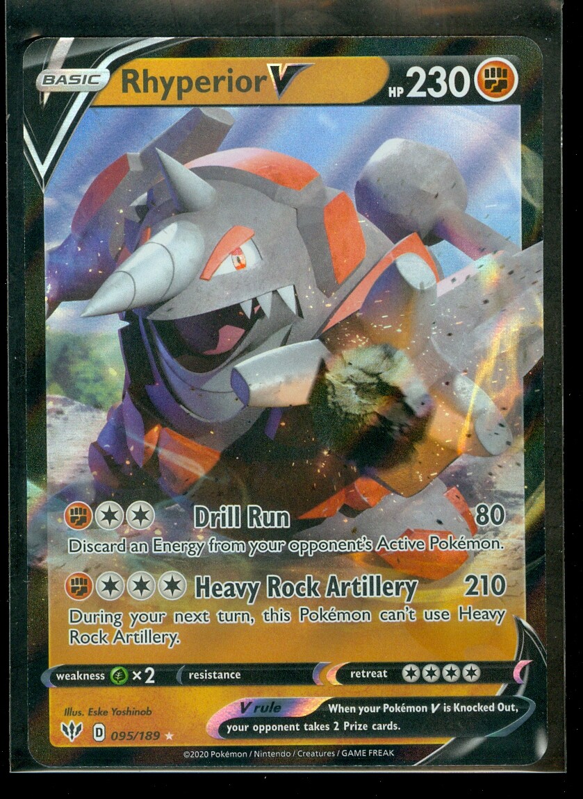 Pokemon RHYPERIOR V 095/189 Darkness Ablaze - ULTRA RARE HOLO - MINT