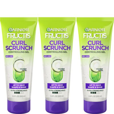 Garnier Fructis Curl Scrunch Gel for Defined Volume Curly Hair 3 Count