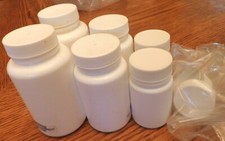 White HDPE Pill Packer Plastic Bottles - Set of 6 - 3 Sizes