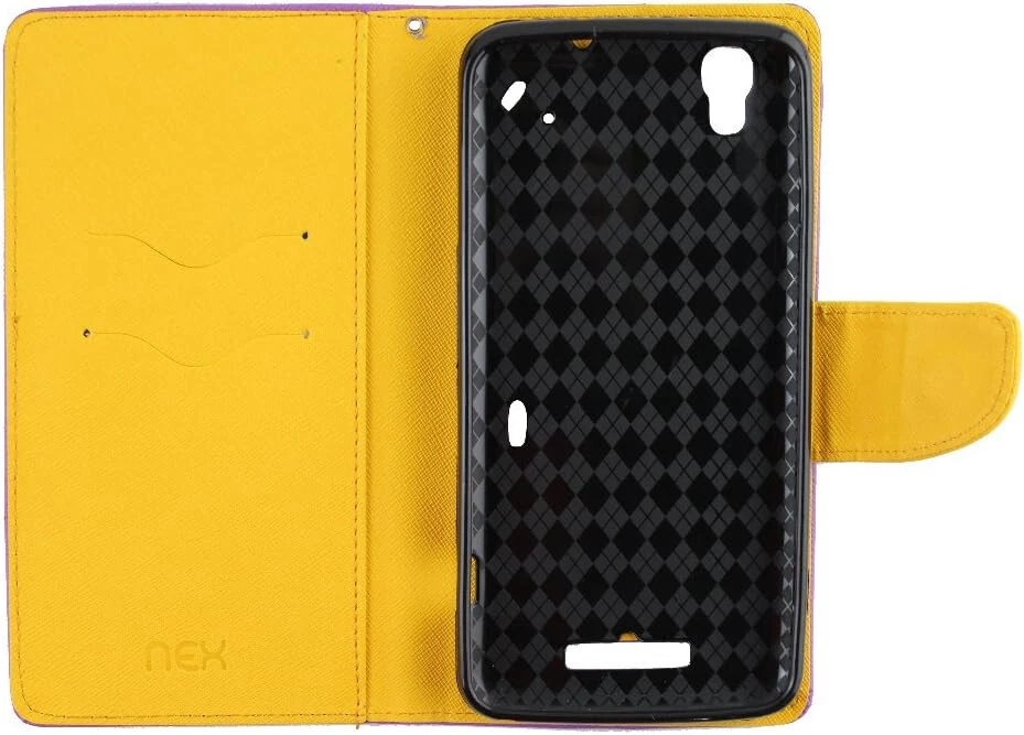 NEX 3-In-1 2 Tone Wallet Case with Wrist Strap for ZTE Max N9520 - Purple/Yellow - Image 2 of 4