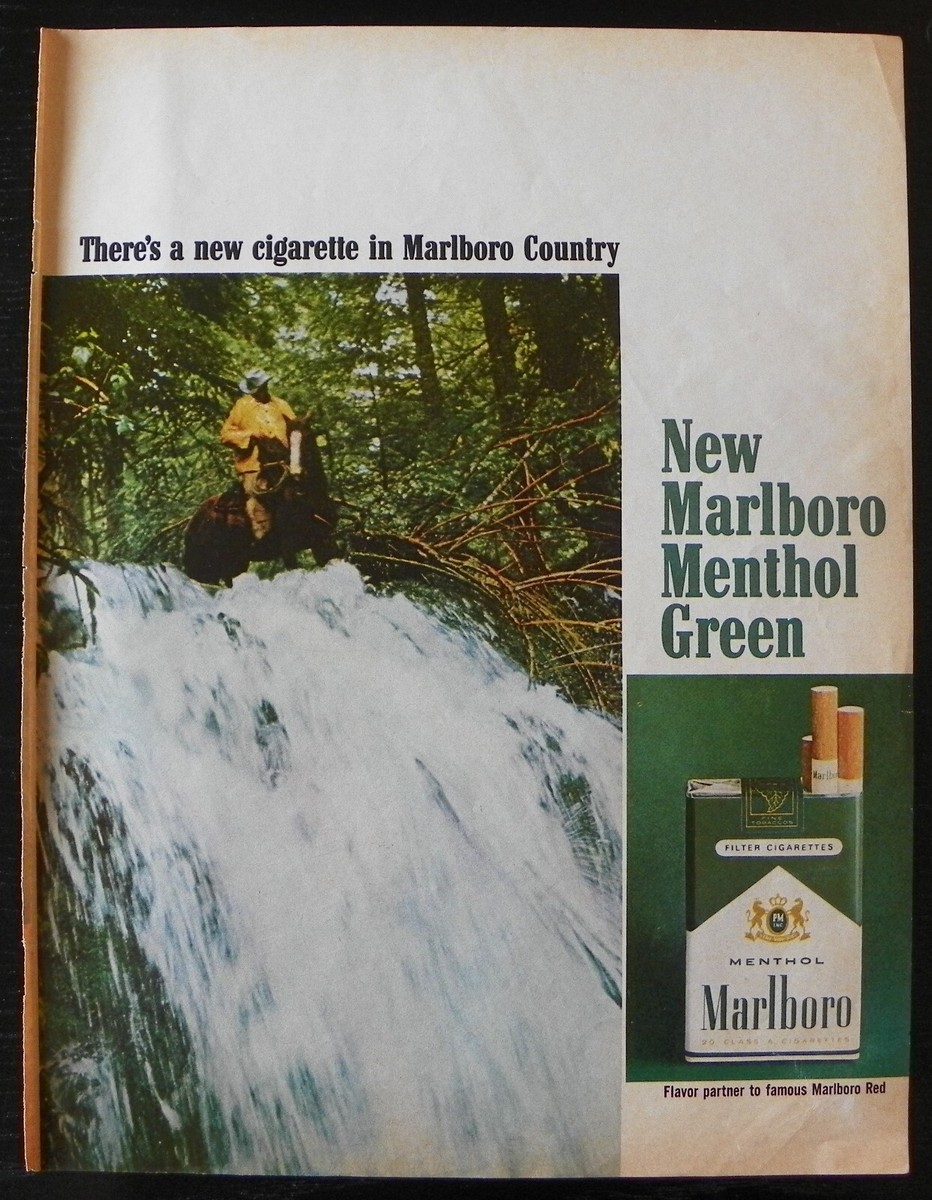 1967 Marlboro Menthol Green Cigarettes Vintage Print Ad Tobacco Filter