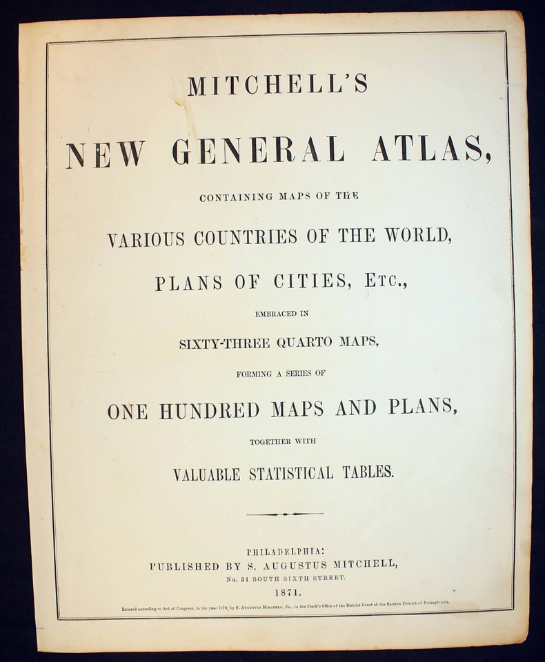 Antique 1870 Color Map of Palestine or The Holy Land Modern Jerusalem