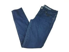 Articles Of Society Jeans Mens 28 Blue Solid Logo Pockets Zipper
