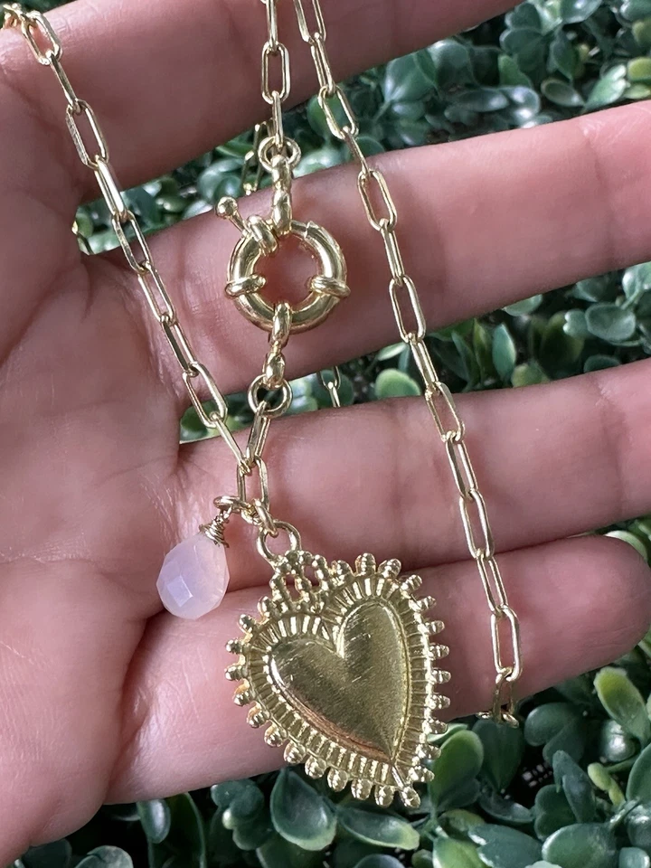 Colar Hermoso Corazón Detente Cuarzo Rosa - Imagem 3 de 4