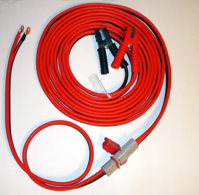 3 PCS 1 GAUGE 40 FT QUICK DISCONNECT JUMPER BOOSTER CABLE SET,TOW