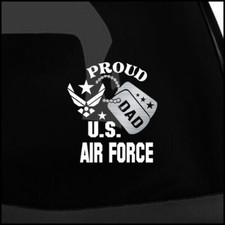 Proud Air Force Dad Vinyl Car Decal Sticker 6 H Silver Military Dog Tag Ii