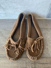 Minnetonka Women  s Brown Leather Moccasins Shoes Size 7 Medium