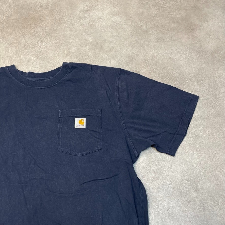Carhartt T-Shirt Mens Y2K USA Short Sleeve Pocket Workwear Tee, Navy, Large image 2