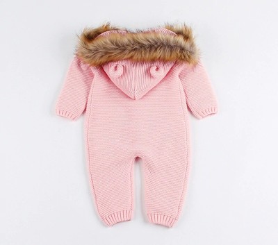 baby bear rompers with fur collar