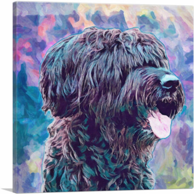 ARTCANVAS Briard Dog Breed Teal Purple Canvas Art Print