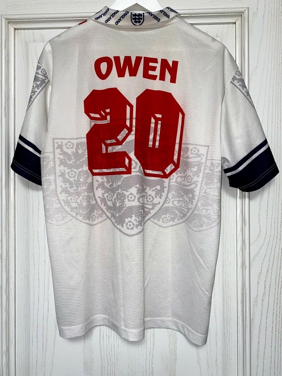ENGLAND NATIONAL TEAM RETRO HOME # 20 OWEN FOOTBALL SOCCER SHIRT
