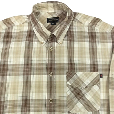 Marlboro Classics Chemise Homme en coton L Marron Beige à carreaux boutonnée - Photo 1/4