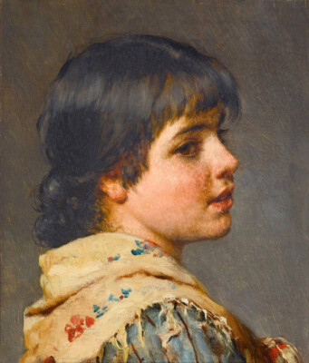 Oil painting Eugen-Von-Blaas-Eine-Venezianerin-A-Venetian-Girl-portrait canvas