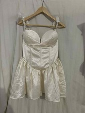 fashion nova pearly girl satin mini dress BD3399 size m white (BA13)