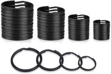 40 Pack Key Ring Keychain Mix 4 Sizes Black Metal Flat Split Key Chains Rings...