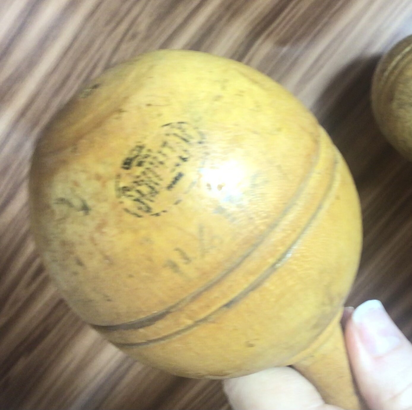 Antique Spalding Wood Dumbbell Barbell Hand Weight 1 Lbs Decor Novelty
