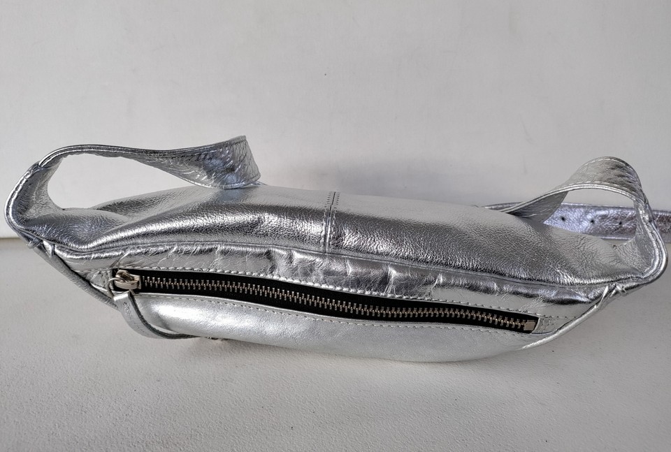SILVER 100 LEATHER BUM BAG FANNY PACK HOLIDAY TRAVEL WAIST BAG