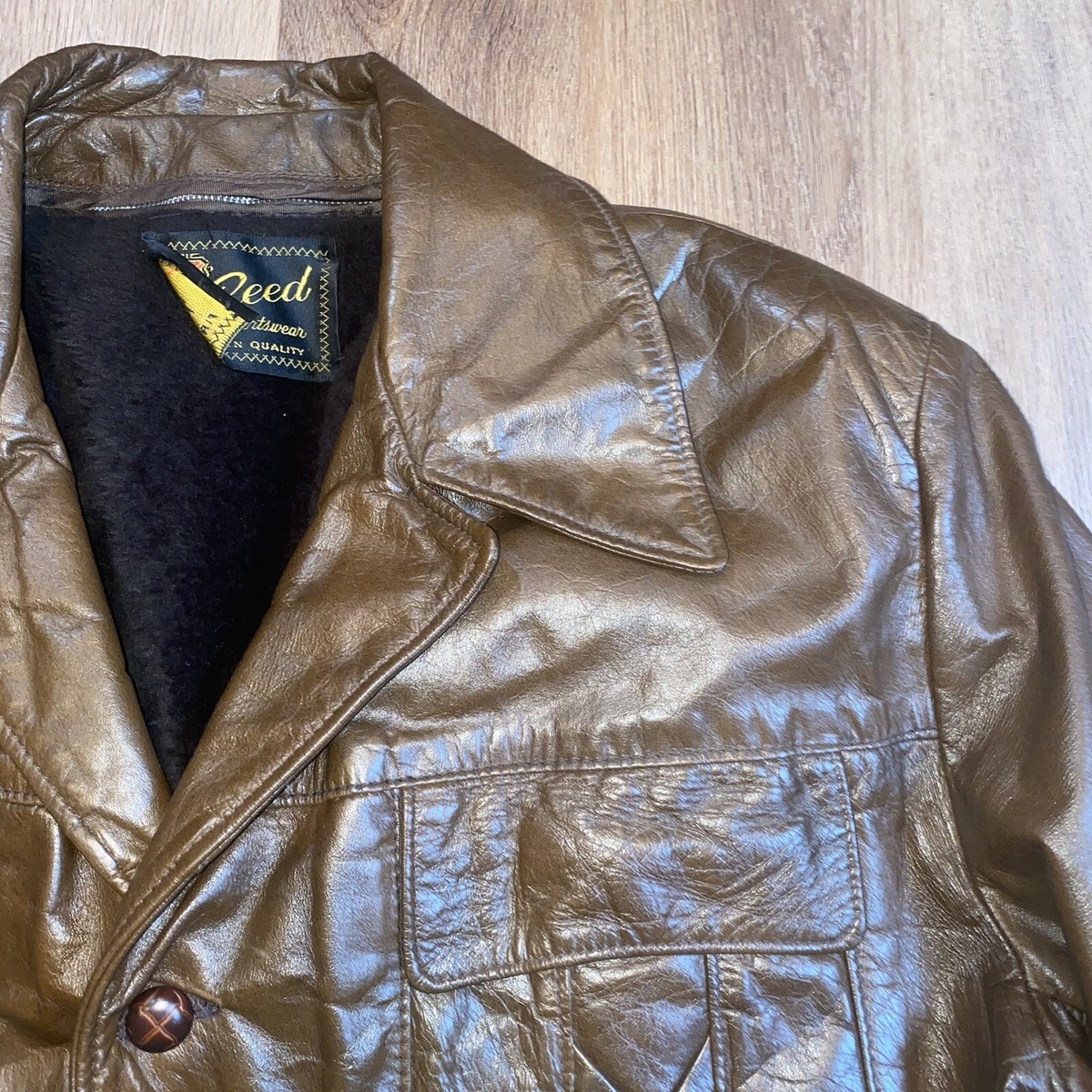 Reed Leather Jacket Trench Coat Mens 44 Vintage 60s 70s