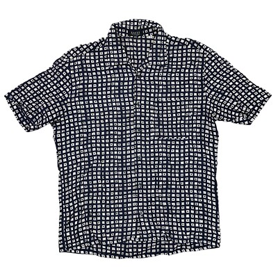 Vintage gemustertes Hemd Abstrakt Kurzarm Sommer Blau Herren Medium