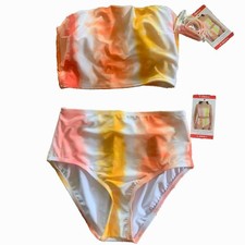 2 Pc XS NWT Tie Dye Swimwear Sanctuary Bandeau Top High Rise Bikini Bottom
