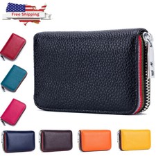 Men  Women Leather Zipper Wallet Small Credit Card Holder Coin Purse Wallets US
