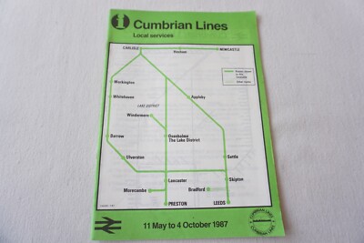 1987 Cumbrian Lines Eisenbahn Fahrplan Settle Appleby Windermere Barrow