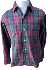Vintage Arlington Button Front Wool Blend Plaid Shirt Mens Small 14-14 1/2