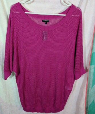 EXPRESS Mesh Dolman Sweater - Dark Pink - Medium RARE NEW NWT