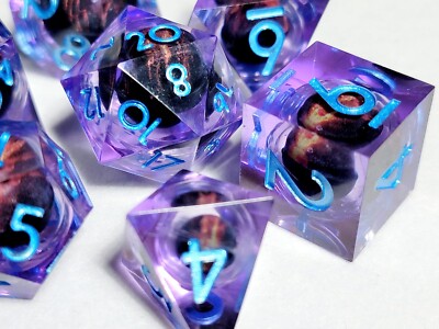 Purple Dragon Eye Liquid Core Resin Dice Set - 5E DND Dungeons Dragons RPG d20