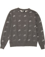 NIKE Womens Oversized Graphic Sweatshirt Jumper UK 10 Small Grey AS09
