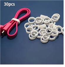 30 White Silicone Cable Ties- High Elasticity...