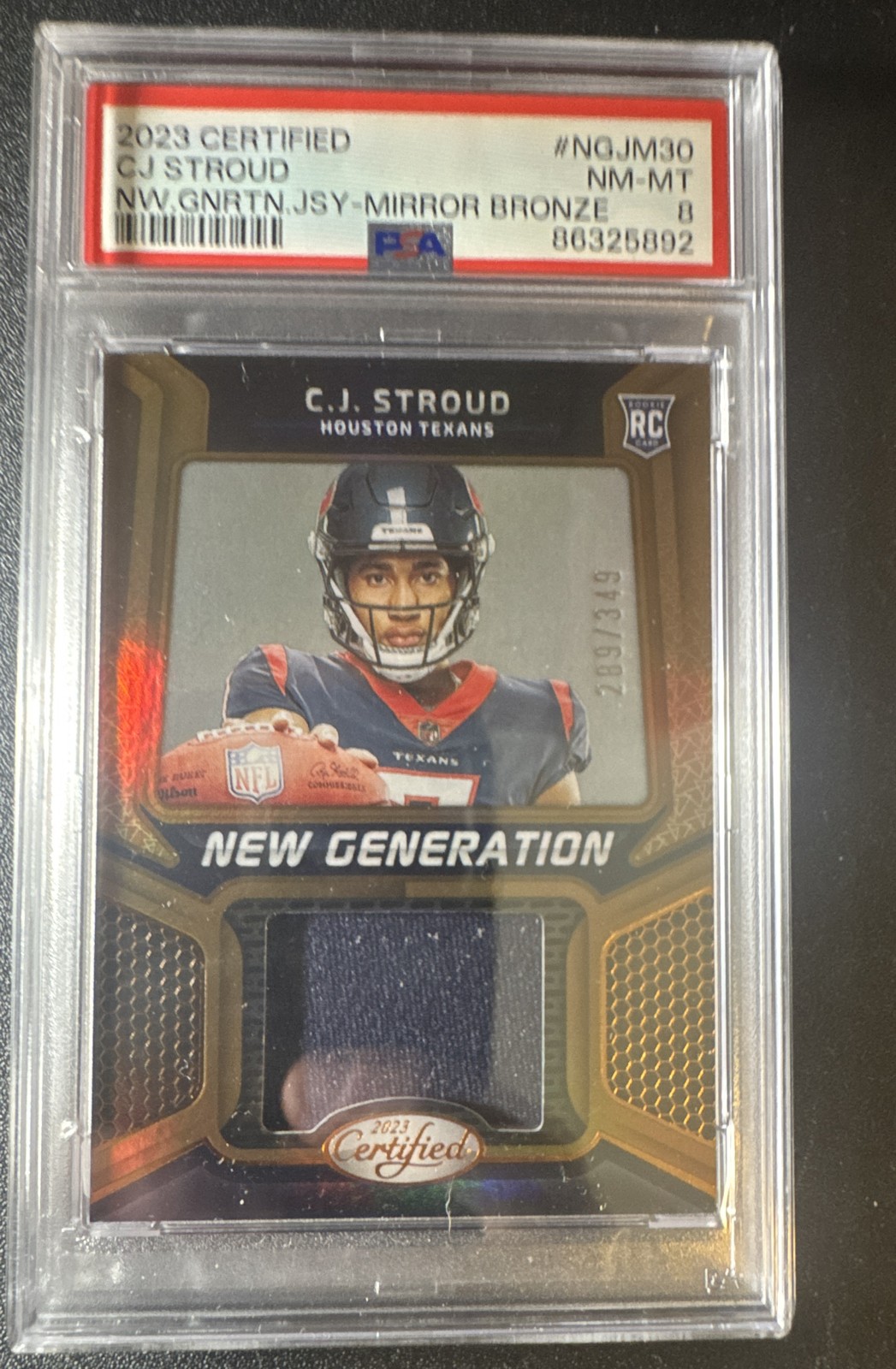 2023 Panini Certified New Generation Jerseys Rookie C.J. Stroud Psa 8 Low Pop