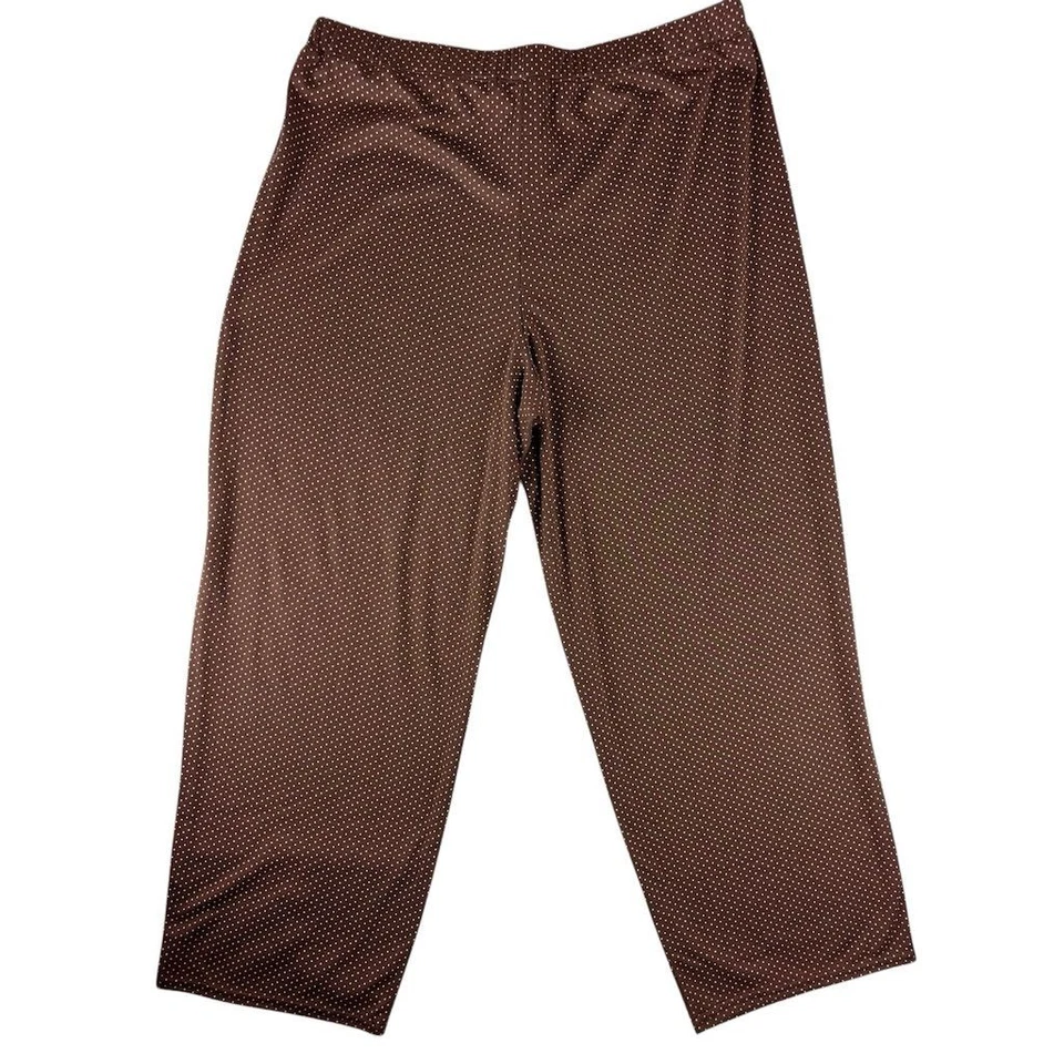 Y2K Liz Claiborne женщин L коричневый розовый горошек пижамы брюки бант кружева Cottagecore - Изображение 3 из 4