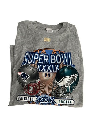 SuperBowl XXXIX 2005 Patriots Vs Eagles T Shirt XL Gray New w/Hologram Sticker