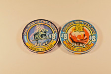 SET OF 2 8$ PALMS CASINO CHIPS YEAR OF MONKEY & ROOSTER UNCIRCULATED FREE SHIP