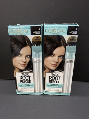 L Oréal Paris Magic Root Rescue 10 minute Kit #3 Soft Black 2 Pack New