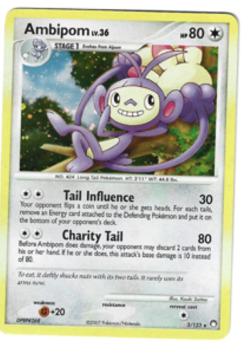 Ambipom Mysterious Treasures 3/123 Pokemon TCG Holo LP