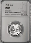 1935-P  25C WASHINGTON SILVER QUARTER  NGC MS65   #8405238-021