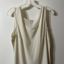 CHICOS Women Stretch Polyester Tank Top Travelers Winter White Sz 2 M L