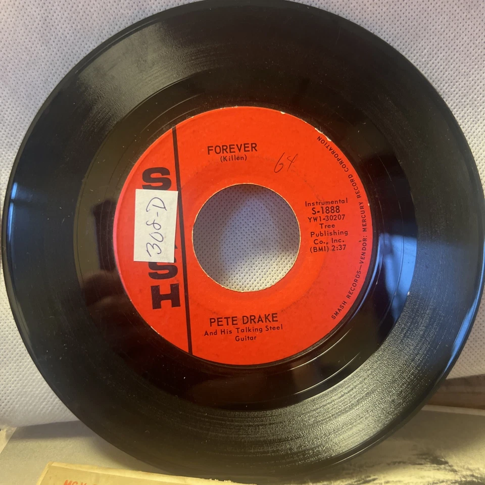 45 RPM Vinyl Record Pete Drake Forever/Midnight in Amarilla VG+ ULTRASONIC CLEAN Foto 4 de 4