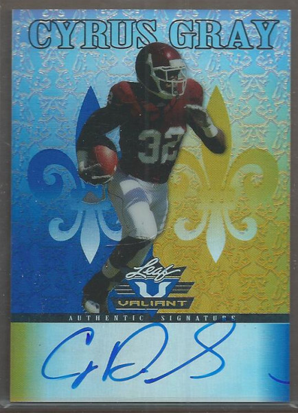 2012 Leaf Valiant Draft Blue #CG2 Cyrus Gray Auto /99 - FB