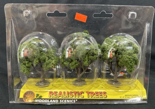 Woodland Scenics TR1507 Medium Green Realistic Trees 3.75" Tall - Pack of 3