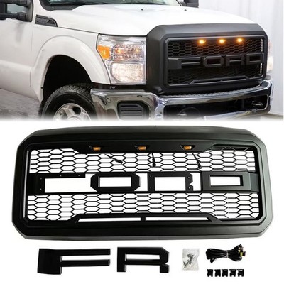 Grille For Ford 2011-2015 16 F250 F350 Super Duty Raptor Style Grill Matte Black