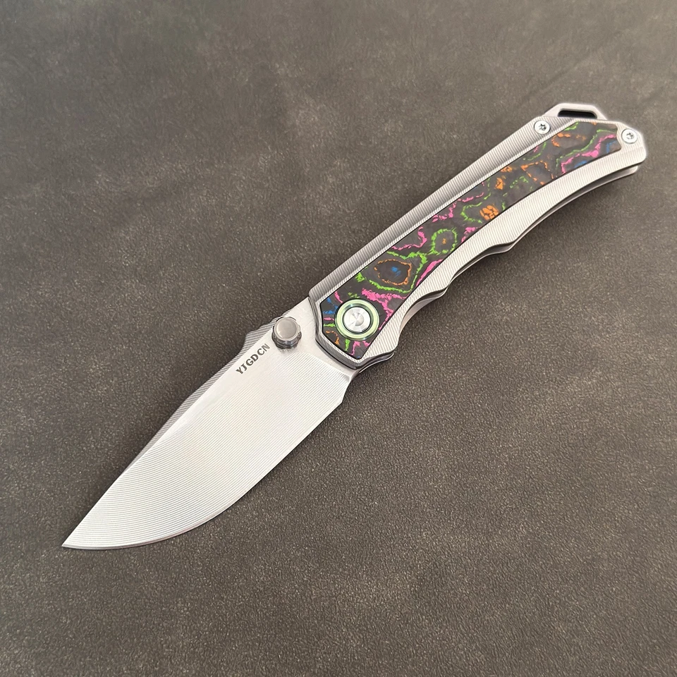 YJGDCN RIHE Design Folding Knife M390 Blade  Inlaid Carbon Fiber Handle YJ2524 - Image 3 of 4