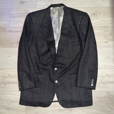 Vintage Kingsridge USA Herringbone Tweed Blazer Sport Coat Mens 48L Gray Wool