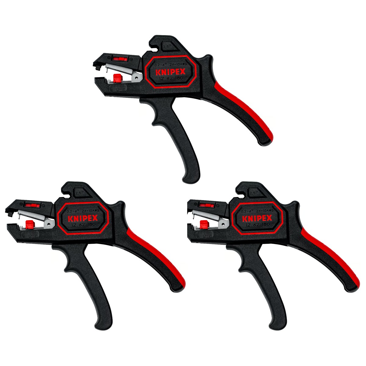KNIPEX Automatic Insulation Stripper 180mm Pack of 3 | 12 62 180