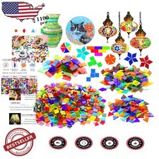 Craft 1100 Pcs Glass Mosaic Tiles - Mixed Shapes, Glittering Art Supplies