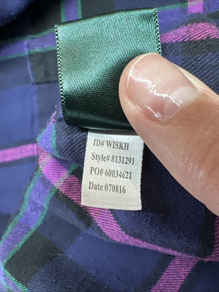 Ralph Lauren Nightgown Pajamas Purple Plaid Crest Pocket Women’s Medium Flannel - Image 4 of 4