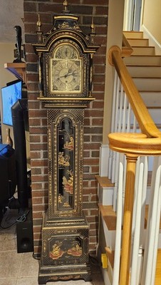 Vintage Chinoiserie REGULADORA Westminster Chime Black Laquer
