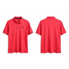 Under Armour Mens Playoff Polo Shirt XL Red Heathered HeatGear Short Sleeve Golf